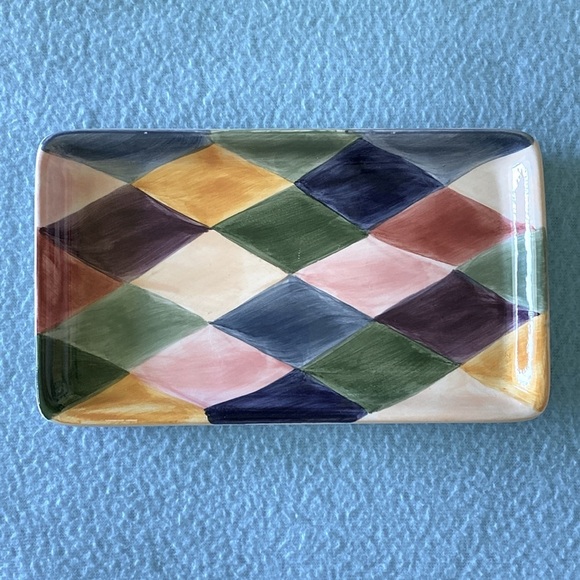 CARNIVAL TABLETOPS UNLIMITED vintage harlequin tray size 4 1/2” X 8” - Picture 1 of 5
